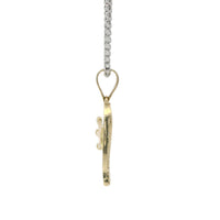 14KT Gold Charm Small White CZ Stones Heart with Plain Crown, Sash and Bell