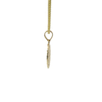 14KT Gold Charm Small Oval Tri Tone "15" Quinceanera Center with Open Swirl Background, Diamond Cut Border, and Plain Bell