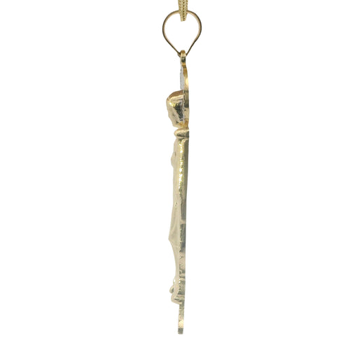 14KT Gold Charm Small Two Tone "St. Jude" Name Plate St Jude Figure with Plain Bell