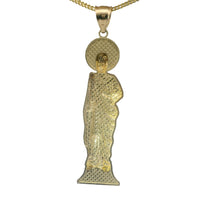 14KT Gold Charm Medium Two Tone "St. Jude" Name Plate St Jude Figure with Plain Bell