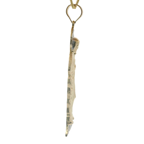 14KT Gold Charm Medium Two Tone "St. Jude" Name Plate St Jude Figure with Plain Bell