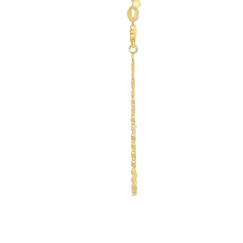 14KT Gold Chain Hollow Tri Tone Heart Valentino 1.5mm
