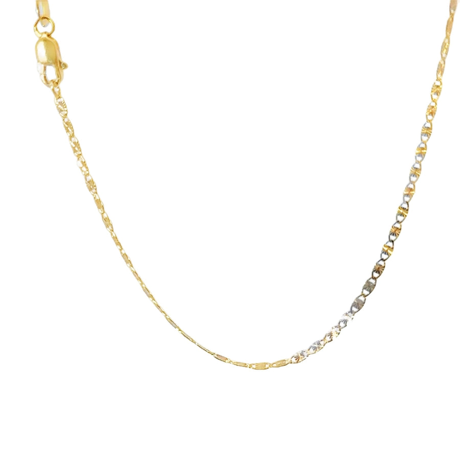 14KT Gold Chain Hollow Tri Tone Heart Valentino 1.5mm
