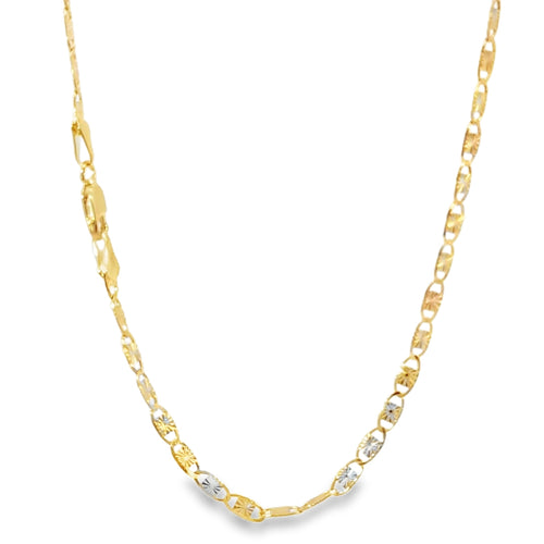 14KT Gold Chain Solid Tri Tone Heart Valentino 3.5mm