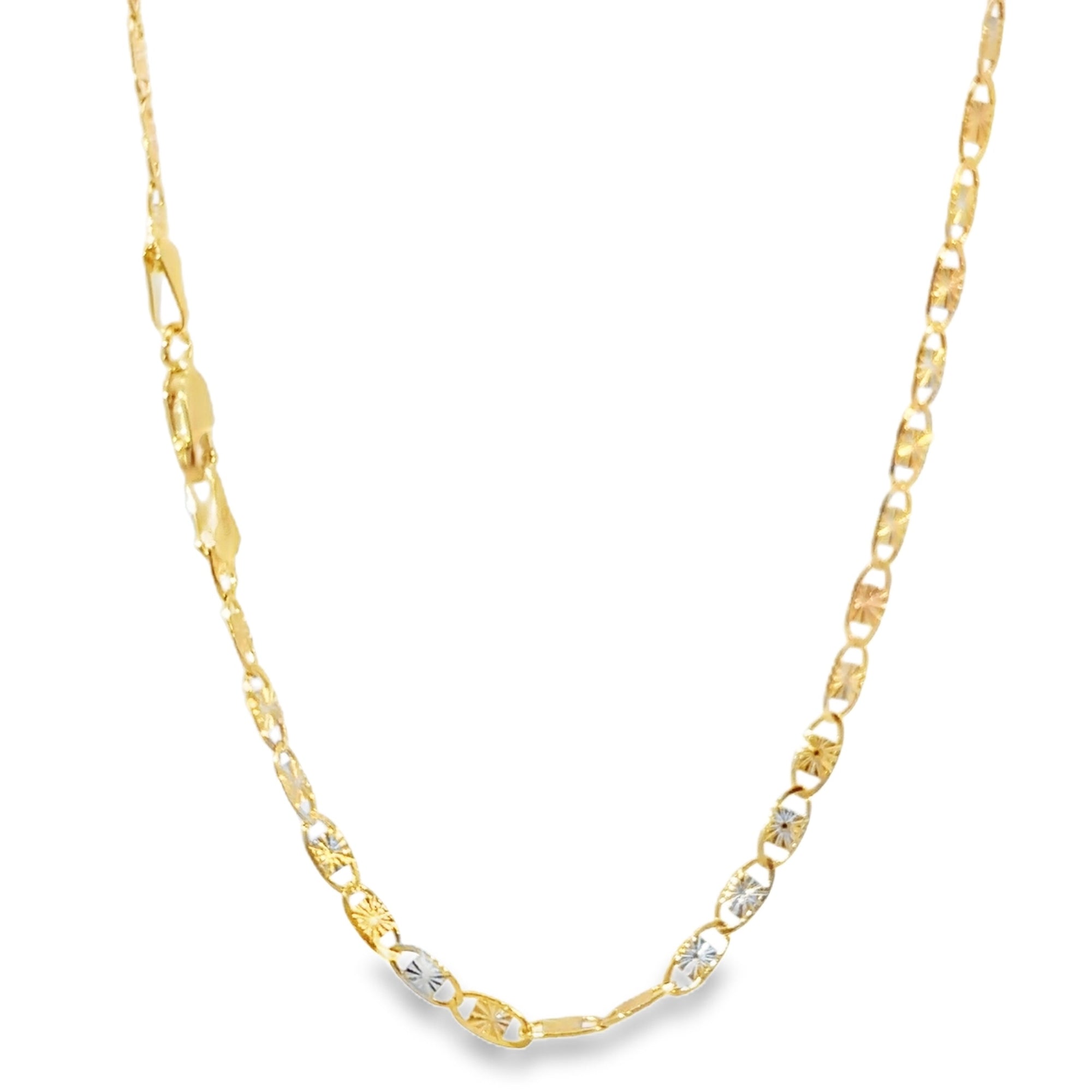 14KT Gold Chain Solid Tri Tone Heart Valentino 3.5mm