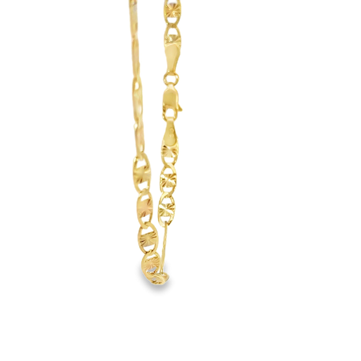 14KT Gold Chain Hollow Tri Tone Heart Valentino 4.5mm