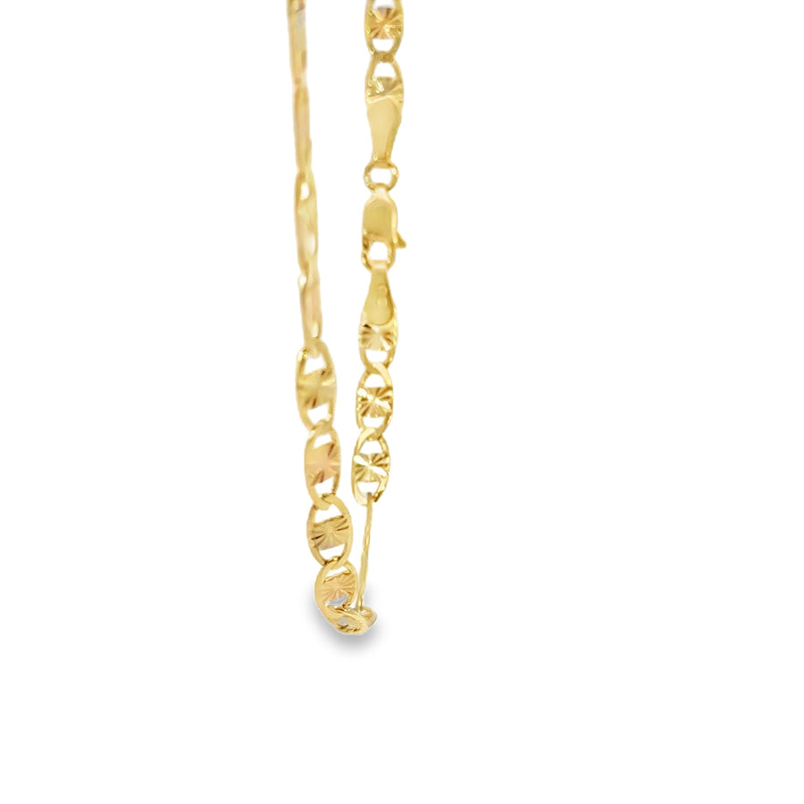 14KT Gold Chain Hollow Tri Tone Heart Valentino 4.5mm
