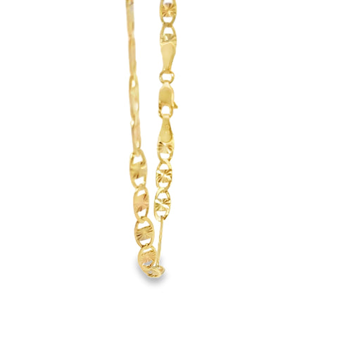 14KT Gold Chain Hollow Tri Tone Heart Valentino 4.5mm