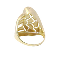 14KT Gold Ring Women's Abstract Triangle Shape with Turtle Shell Print Plain Double Split Band