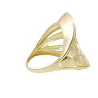 14KT Gold Ring Women's Abstract Triangle Shape with Turtle Shell Print Plain Double Split Band