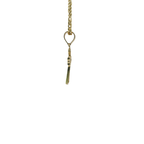 14KT Gold Charm Extra Small Daisy Center Cross with Flared Ends and Plain Band