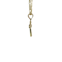14KT Gold Charm Extra Small Daisy Center Cross with Flared Ends and Plain Band