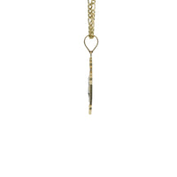 14KT Gold Charm Baby Two Tone Fan End Crucifix Cross with Plain Bell
