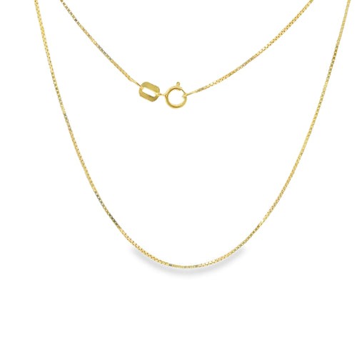 14KT Gold Solid Thin Chain Box Link with Pinwheel Clasp .7mm