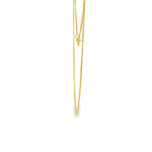 14KT Gold Solid Thin Chain Box Link with Pinwheel Clasp .7mm