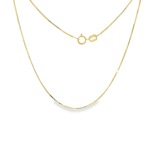 14KT Gold Solid Thin Chain Box Link with Pinwheel Clasp .7mm