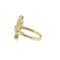 14KT Gold Ring Women's Butterfly White CZ Stone Top Wings and Plain Lower Wings with Plain Band