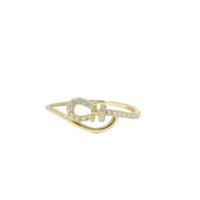 14KT Gold Ring Women's Light Weight White CZ Stone Fashion Belt Bypass Band