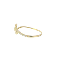 14KT Gold Ring Women's Light Weight White CZ Stone Fashion Belt Bypass Band