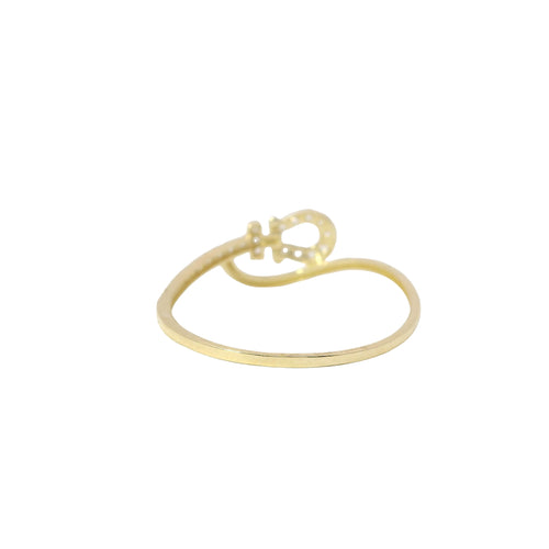 14KT Gold Ring Women's Light Weight White CZ Stone Fashion Belt Bypass Band