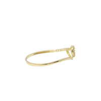 14KT Gold Ring Women's Light Weight White CZ Stone Fashion Belt Bypass Band