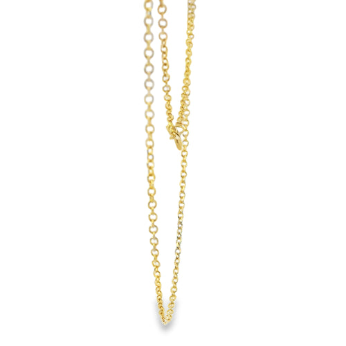 14KT Gold Solid Thin Chain Cable Link with Pinwheel Clasp .7mm