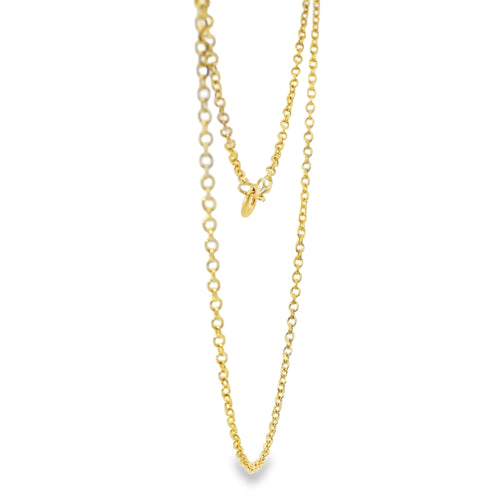 14KT Gold Solid Thin Chain Cable Link with Pinwheel Clasp .7mm