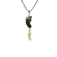 14KT Gold Charm Medium Double Vertical Feet with Plain Bell
