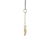 14KT Gold Charm Medium Double Vertical Feet with Plain Bell
