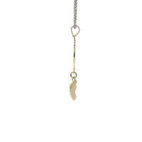 14KT Gold Charm Medium Double Vertical Feet with Plain Bell
