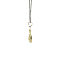 14KT Gold Charm Mini Pineapple with White CZ Stones and Plain Bell