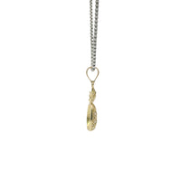 14KT Gold Charm Mini Pineapple with White CZ Stones and Plain Bell