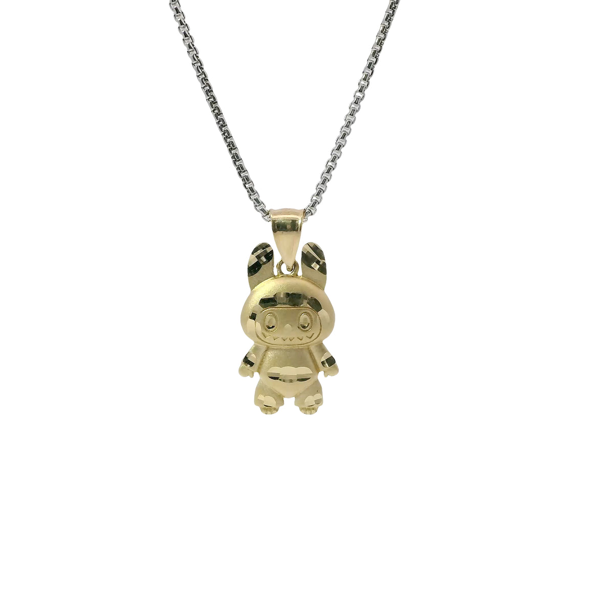 14KT Gold Charm Small Puff Full Body LaBuBu with Plain Bell