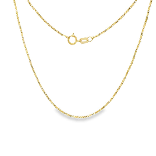 14KT Gold Solid Thin Chain Disco Box Link with Pinwheel Clasp 1mm
