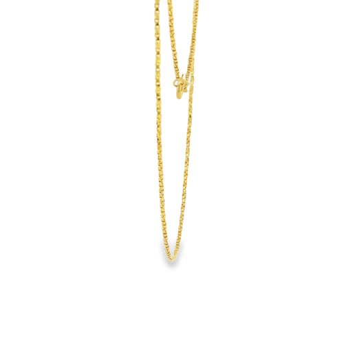 14KT Gold Solid Thin Chain Disco Box Link with Pinwheel Clasp 1mm