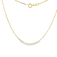 14KT Gold Solid Thin Chain Disco Box Link with Pinwheel Clasp .8mm