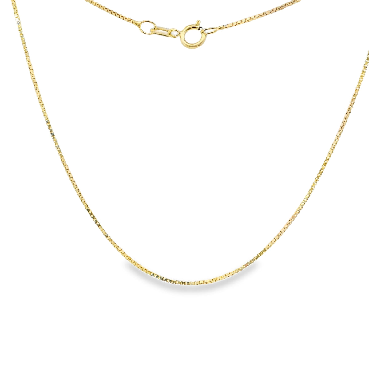 14KT Gold Solid Thin Chain Box Link with Pinwheel Clasp .5mm