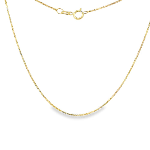 14KT Gold Solid Thin Chain Box Link with Pinwheel Clasp .5mm