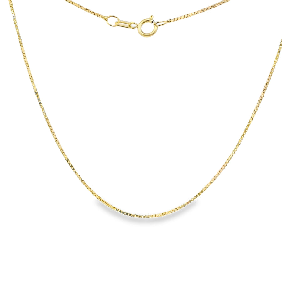 14KT Gold Solid Thin Chain Box Link with Pinwheel Clasp .5mm