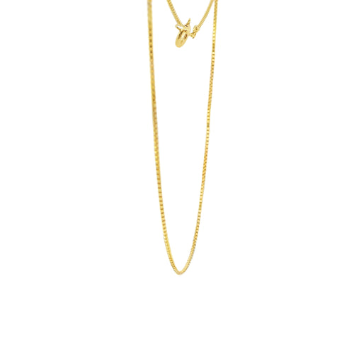 14KT Gold Solid Thin Chain Box Link with Pinwheel Clasp .5mm