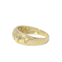 14KT Gold Ring Women's Domed Nugget Center with Plain Borders Band