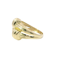 14KT Gold Ring Women's Split Ribbed Band with Three Knots and Plain Split Band