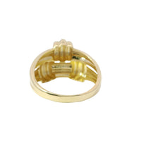 14KT Gold Ring Women's Split Ribbed Band with Three Knots and Plain Split Band