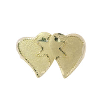 14KT Gold Ring Women's Double Heart Center Connected with Star and Plain Split Band