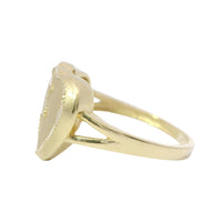 14KT Gold Ring Women's Double Heart Center Connected with Star and Plain Split Band