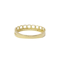 14KT Gold Ring Women's Light Weight One Chain Link and One White CZ Stone Row Band