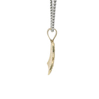 14KT Gold Charm Small Double White CZ Stone Heart with Small Heart Center and Plain Bell