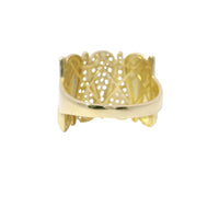 14KT Gold Ring Women's Three White CZ Stones Droplets Center and Four Plain Droplets with Plain Band
