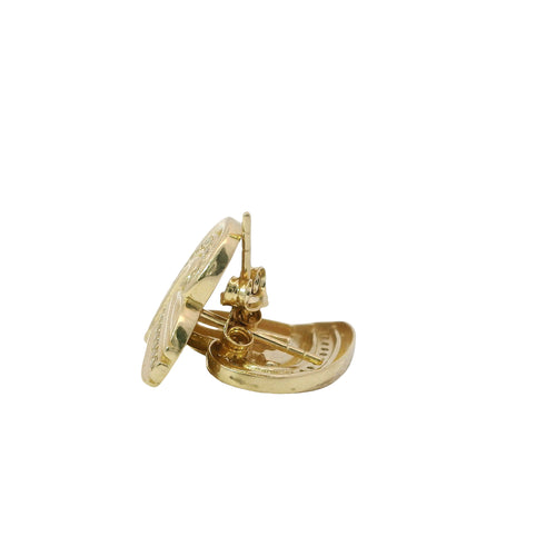 14KT Gold Earrings Medium Ribbed Single Row White CZ Stones Heart with Push Back Post and Butterfly Backs