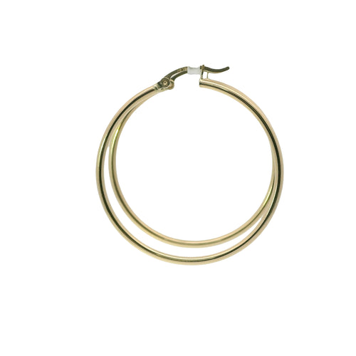 14KT Gold Earrings Hoops Plain 1.5 Inch Hollow Tube 2mm